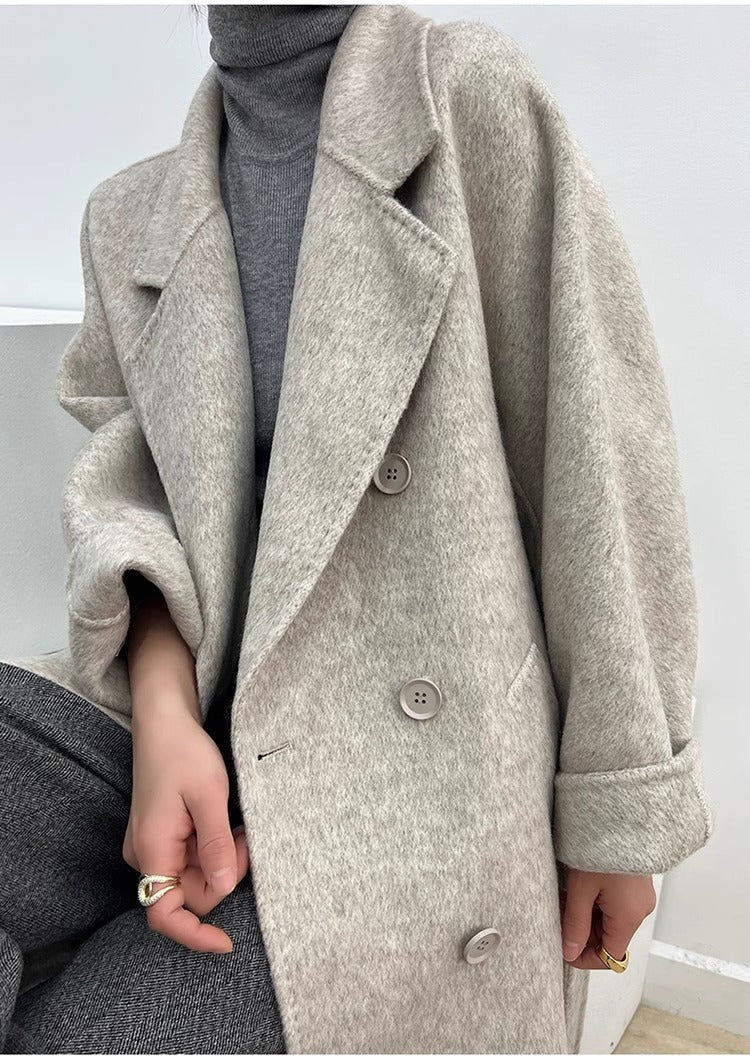 Double-sided Wool Overcoat Female Suit Collar Mid-length Cashmere