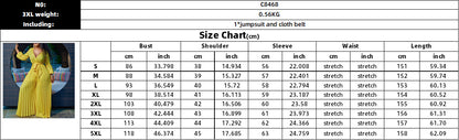 Combinaison plissée à lacets et col en V, jambe large, grande taille