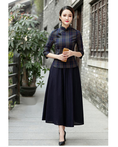 The Republic of China Style Improved Lattice Retro Tang Suit