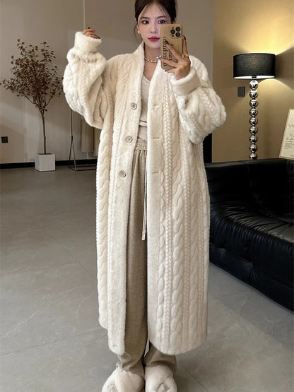 Elegant Idle Style Twist Mink Coat