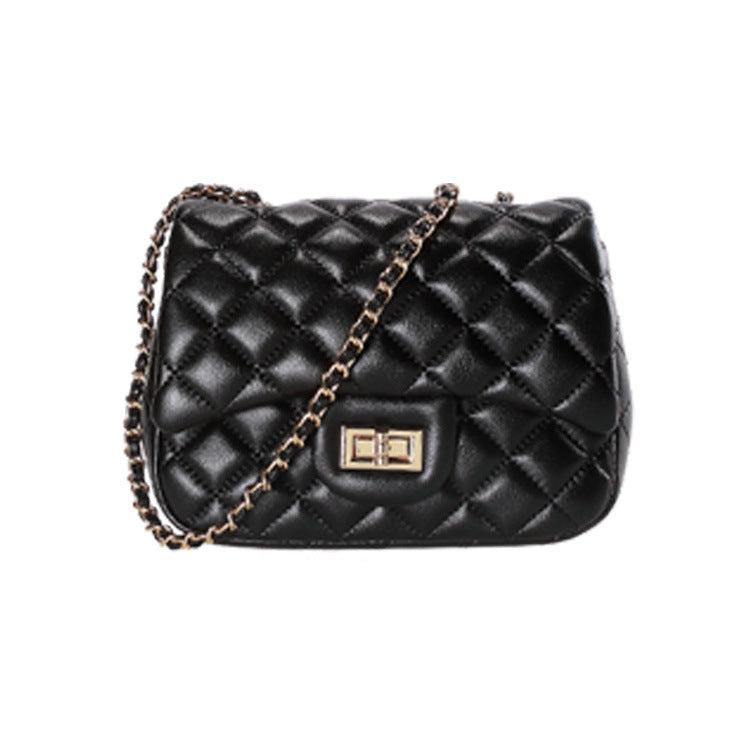 One-shoulder Cross-body Soft Leather Rhombus Chain Bag