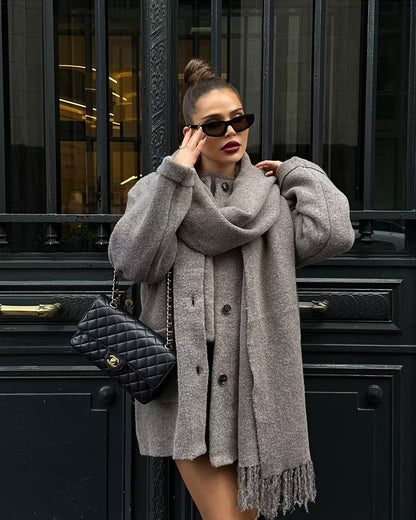 Bufanda de mujer Capa Midi de punto Abrigo de lana Ropa de invierno para mujer