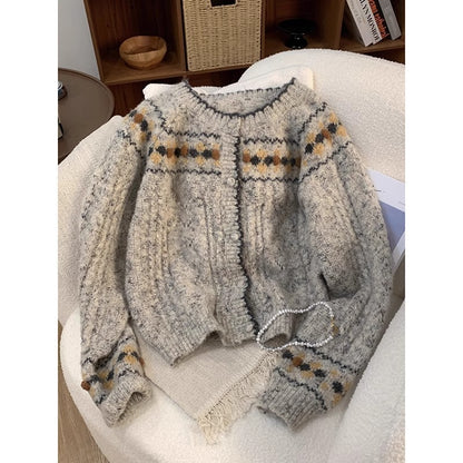 Winter Idle Style Short Cashmere Knitted Cardigan Outer Wear Sweater