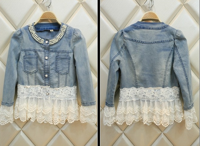 Beaded stitching denim jacket