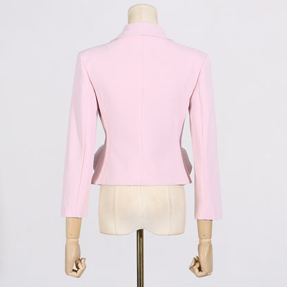 Women's Spring Fashion V-neck Three-dimensional Rose Splicing Coat