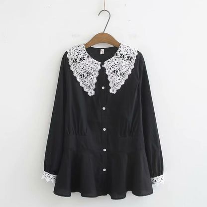 Waist shirt small crowd doll collar retro Korean blouse