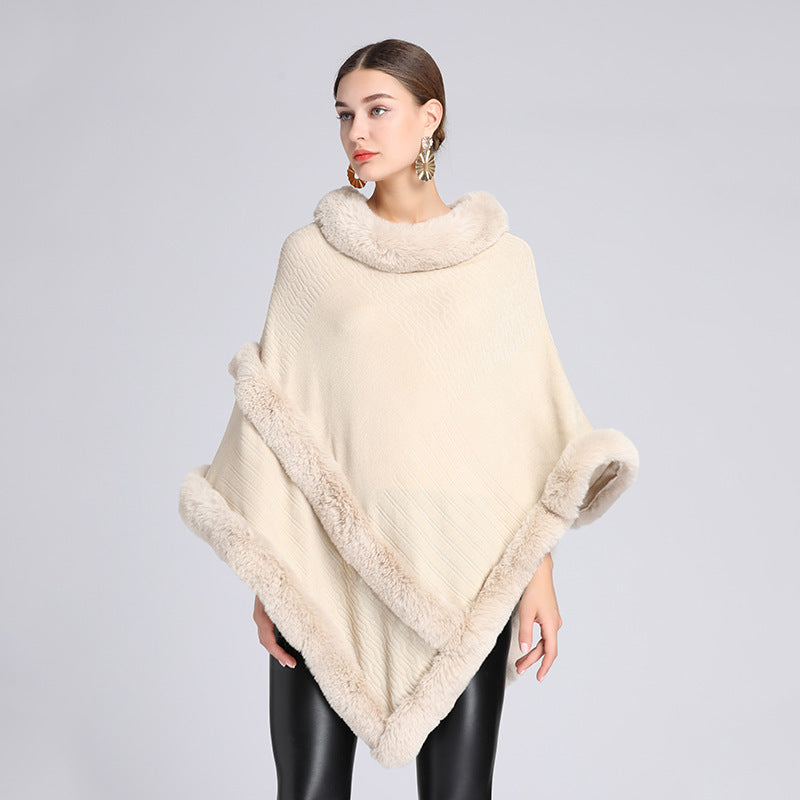 Imitation Rex Rabbit Fur Collar Cape And Shawl