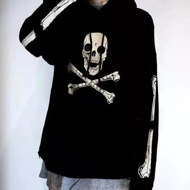 Veste pull à capuche à motif de crâne