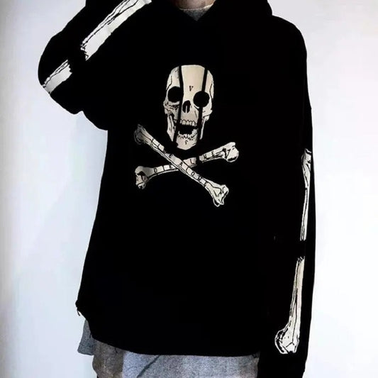 Statement Skull Pattern Hooded Sweater Jacket