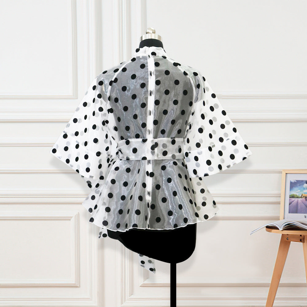 Cardigan polka dot tie top