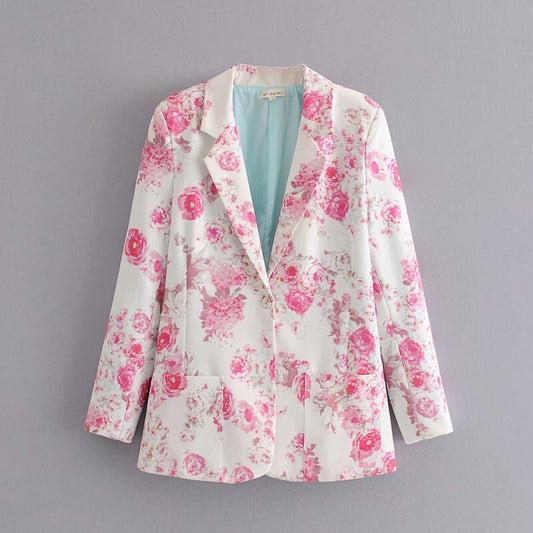 Veste de costume à fleurs roses 