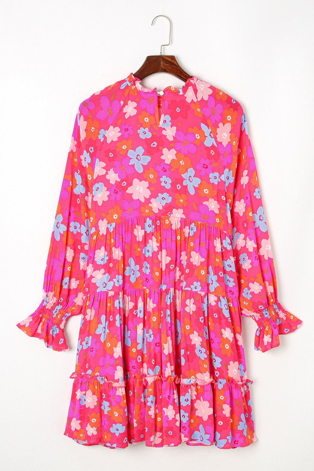 Robe babydoll multicolore à volants et manches bouffantes à fleurs