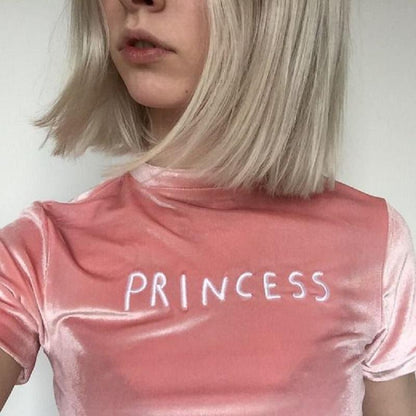 PRINCESS EMBROIDERY VELVET TEE