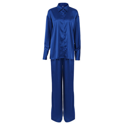 Women's Dinklein Blue Shirt And Floor Pants Two-Piece Set