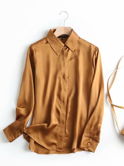 Solid color flowing shirt with lapel