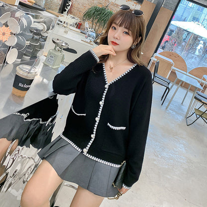 Knit sweater retro temperament blouse cardigan women