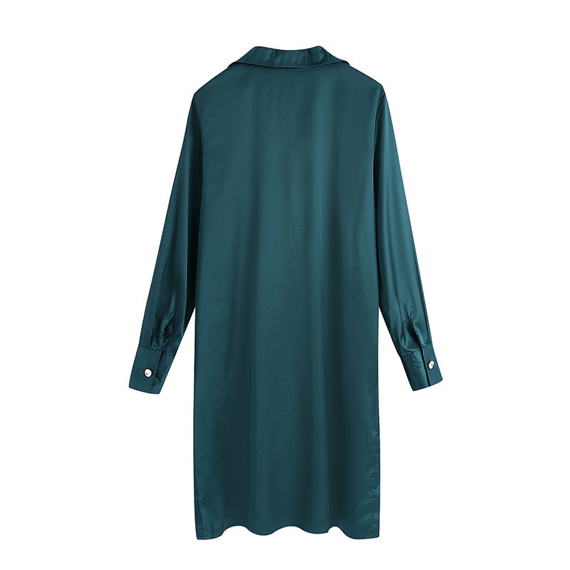 Solid color drape long top shirt