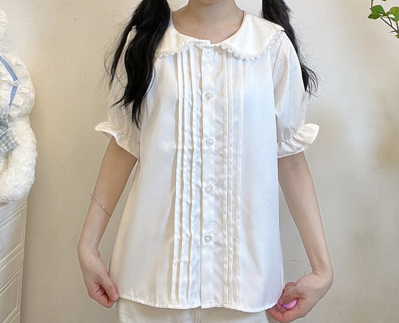 Chemise japonaise mignonne et ample avec oreilles de lapin, haut à manches courtes