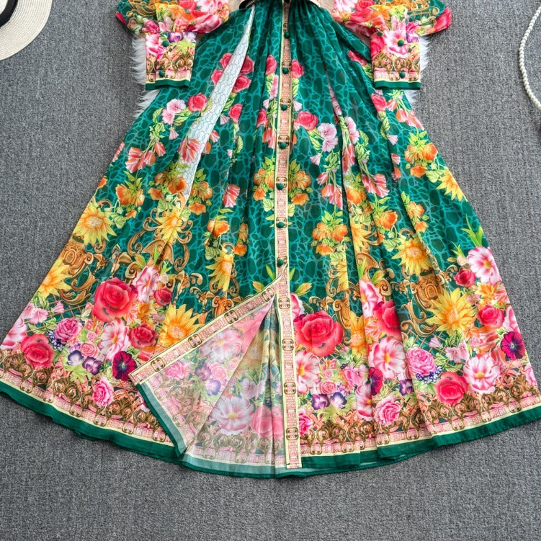 Vestido adelgazante de corte A con un solo pecho y estampado