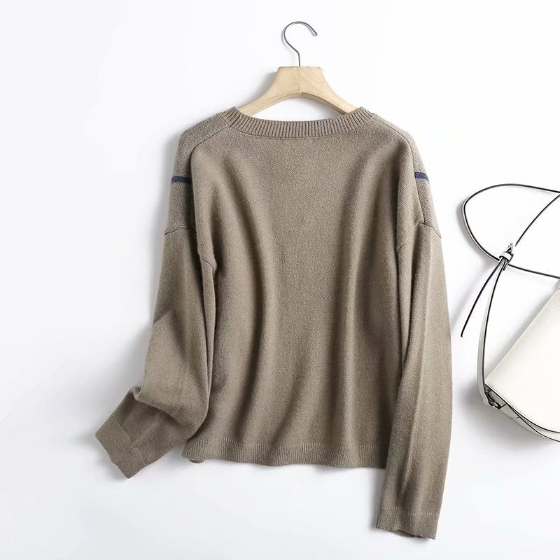 Check Casual Sweater Loose Sweater