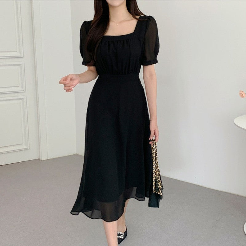 Women's Fashion Solid Color Chiffon Dress