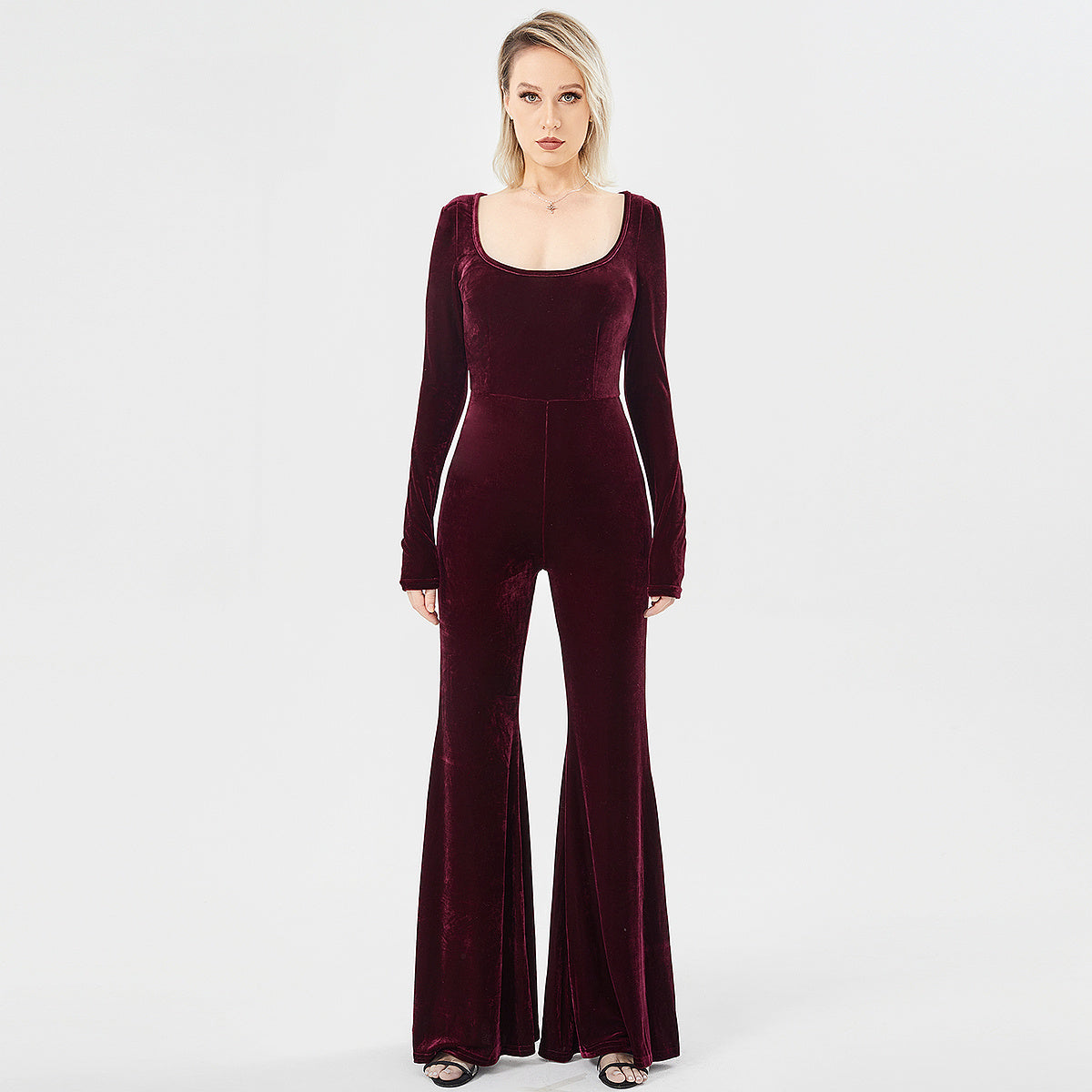 Women's Long Sleeve Velvet Fashion Jumpsuit