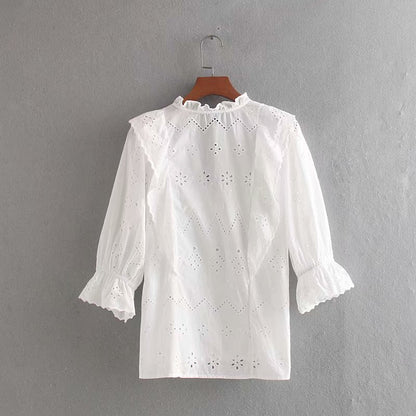 Cut-out embroidery shirt