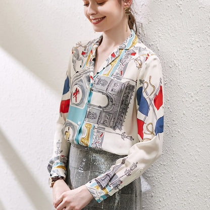 Women's retro print shirt