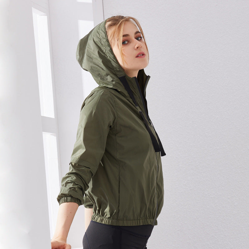 Running hooded zipper sports jacket