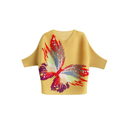 Camiseta holgada informal con estampado de mariposas de verano para mujer