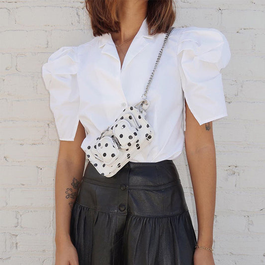 Shirt short sleeve puff sleeve