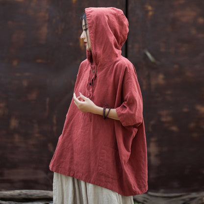 Crème solaire à capuche avec boucle délavée en coton Ramie