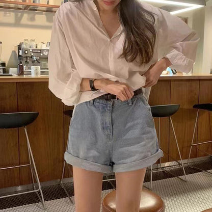 Gentle French Temperament Loose Casual Cotton Shirt Women