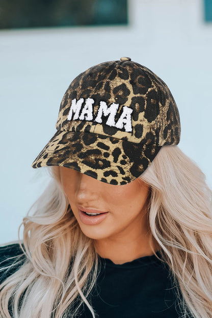 Gorra de béisbol de leopardo bordada Leopard MAMA 