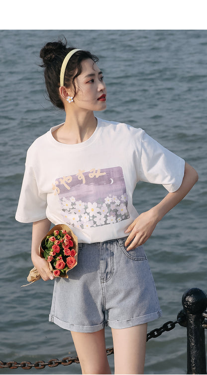 Loose Japanese Design Niche White Top