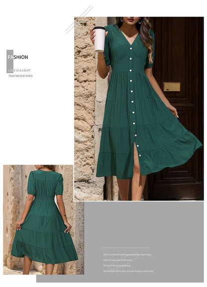 European And American Solid Color Summer Dress