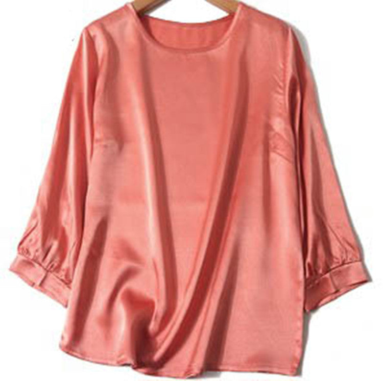 Chemise en satin brillant avec perles de soie et ver à soie haut de gamme