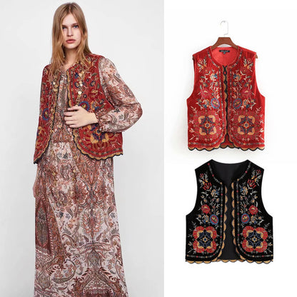 Cross-border Fashion Women's Wear Spring Ethnic Style Sequined Embroidery Vest Jacket