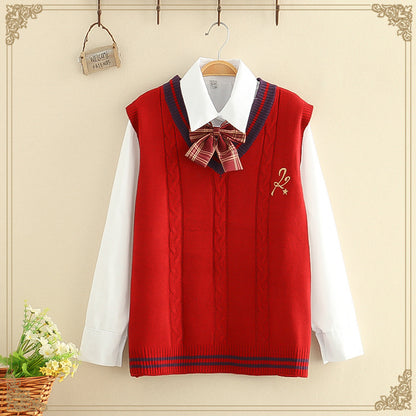 Junior High School Senior College Style Boudoir Suit Casual Vest Shirt Two-piece Set