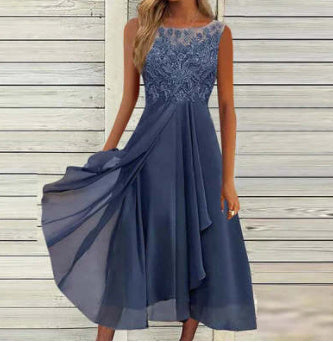 European And American-style Mid-length Chiffon Dress