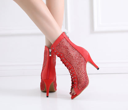 Tacones altos de baile latino de verano Red Hollow