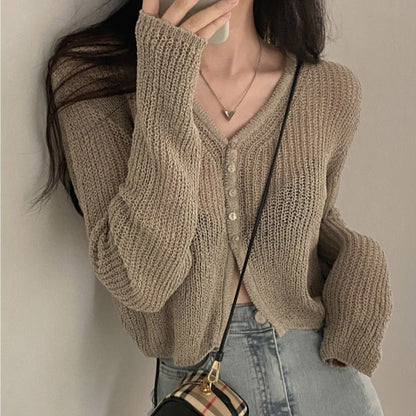 Women's Fashionable All-match Long-sleeved Hollow Top