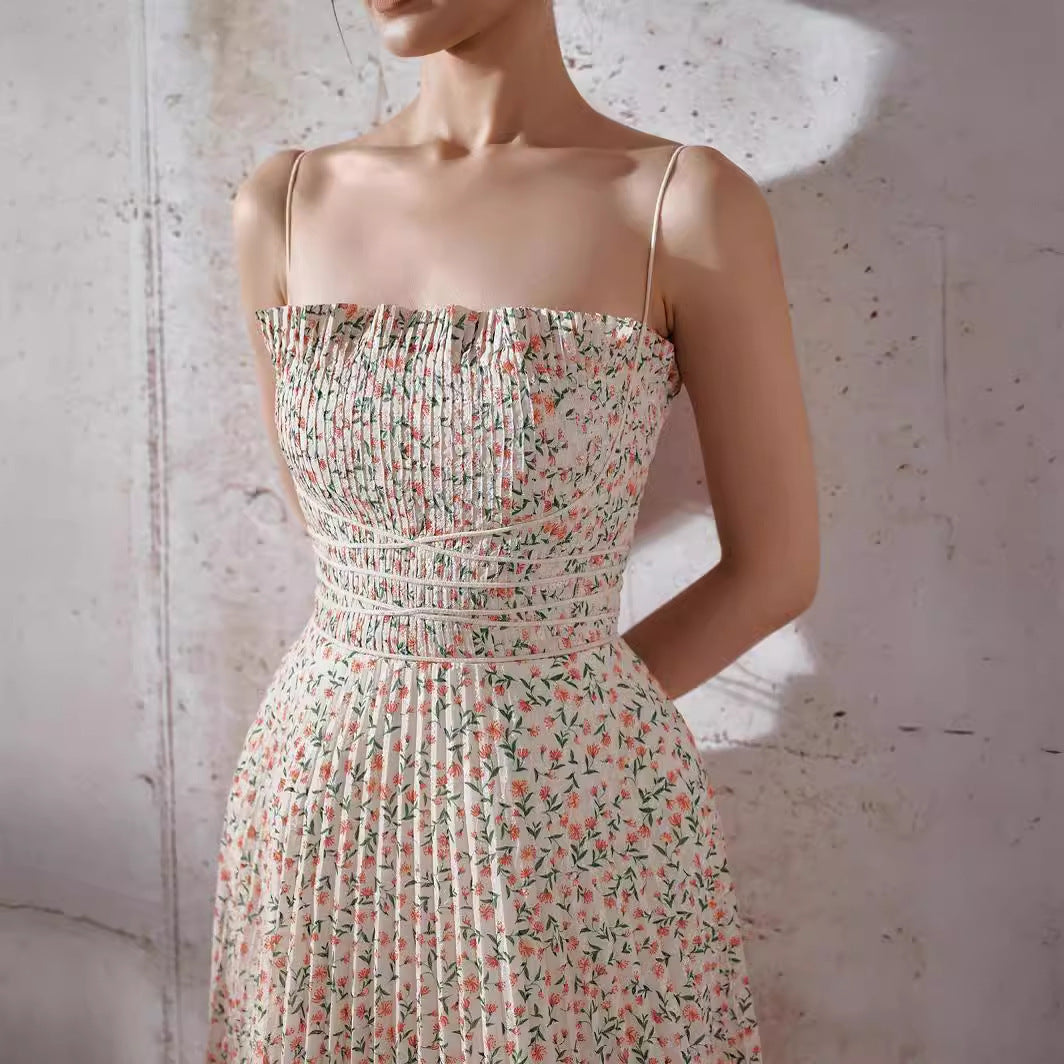 Verano nuevo diseño sentido elegante elegante falda con tirantes estampados