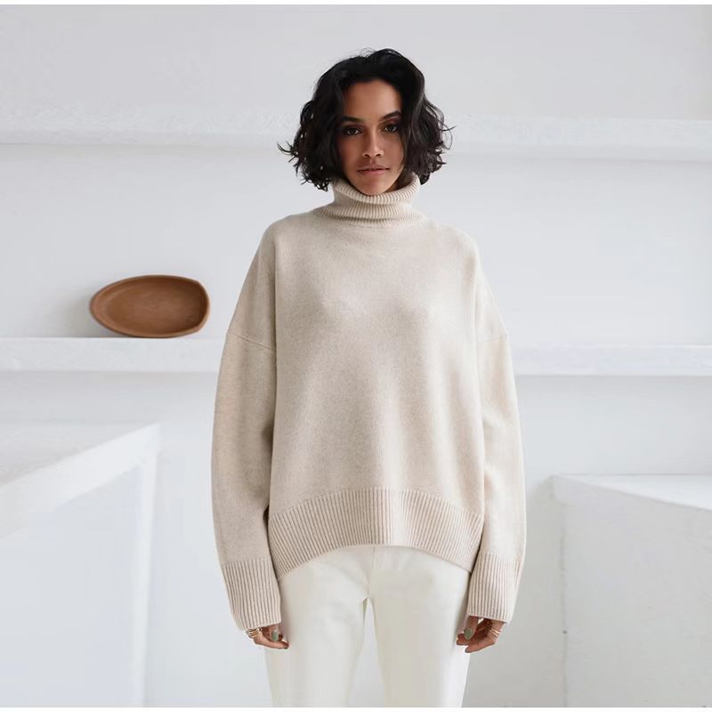 Pull ample à col roulé européen et américain, automne et hiver