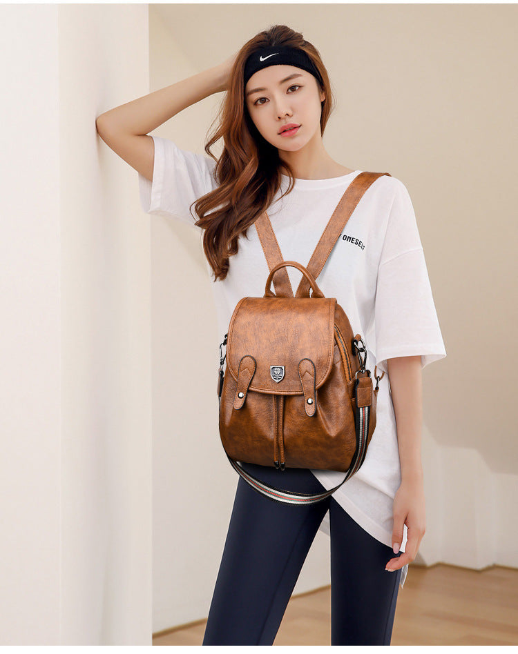 Retro Handmade Color Casual Soft Leather Backpack