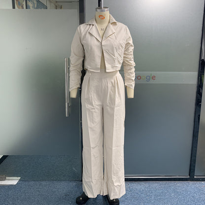 Costume pour femme, ensemble deux pièces, pantalon ample, couleur unie, nouvelle collection automne