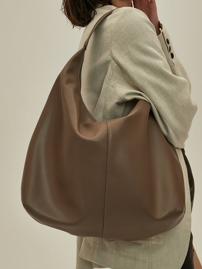 Khaki Autumn And Winter Soft Casual Large Capacity Zipper Tote Bag