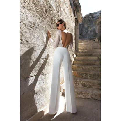 Women's Solid Color Stitching Jumpsuit