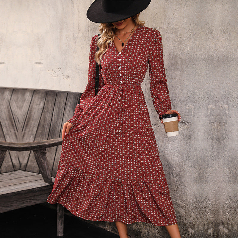 Long Sleeve Printed Autumn Dress