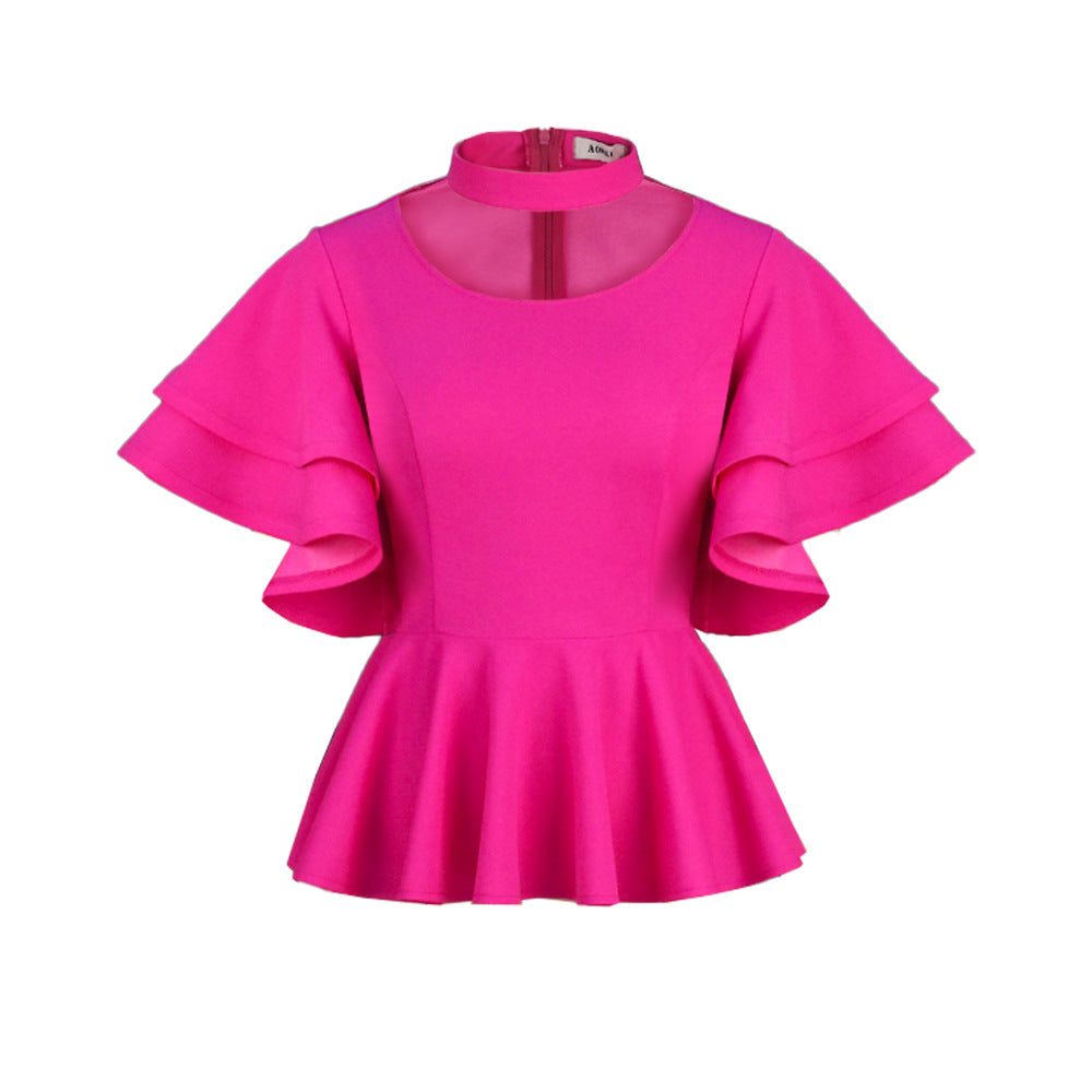 Slim Fit Ruffled Party Shirt Top Women's Tops